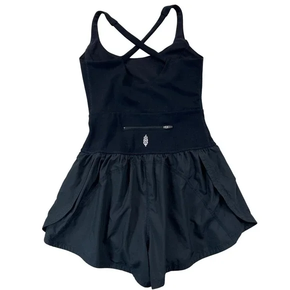 Free People FP Movement Righteous Runsie Romper Womens XS Black One Piece - Picture 2 of 7